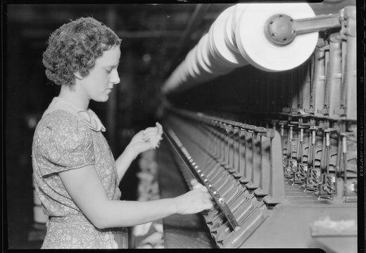 Millville, New Jersey - Textiles. Millville Manufacturing Co. (Woman pulling thread.) - NARA - 518677